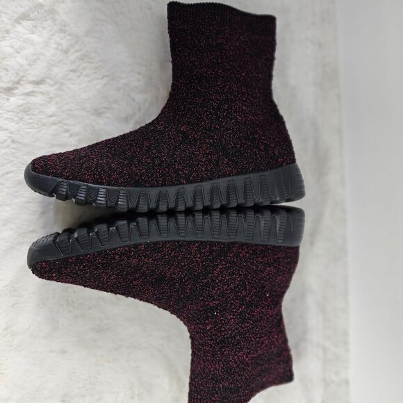 Bernie Mev Black Maroon Pullon Lug Sole Sock Bootie Size 10.5 - Picture 8 of 13